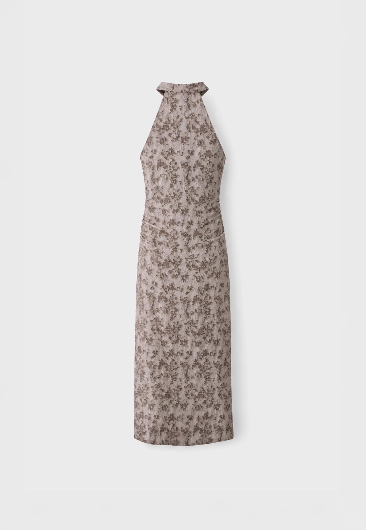 Jacquard midi dress — Brown