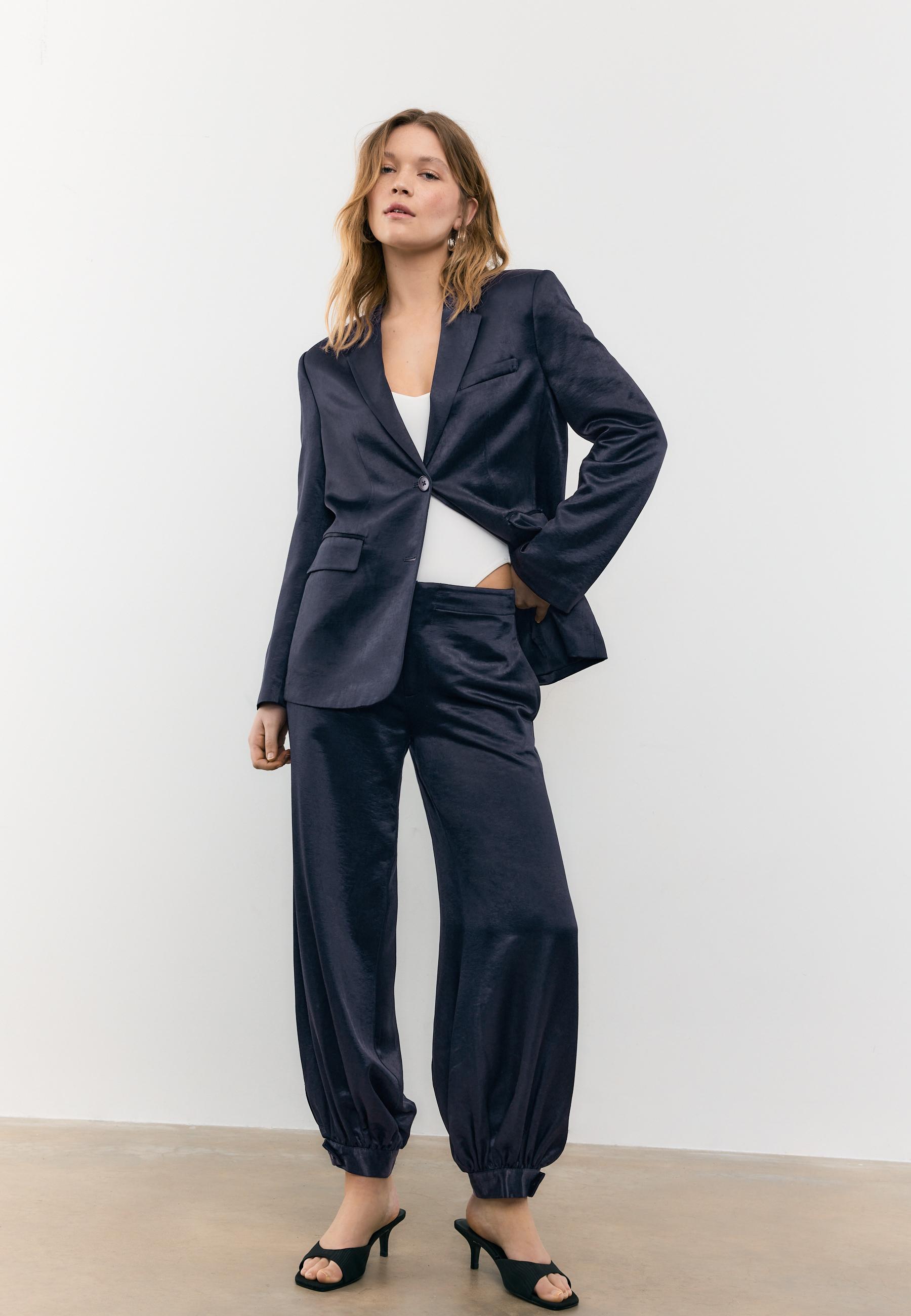Smart satin balloon trousers — Dark blue