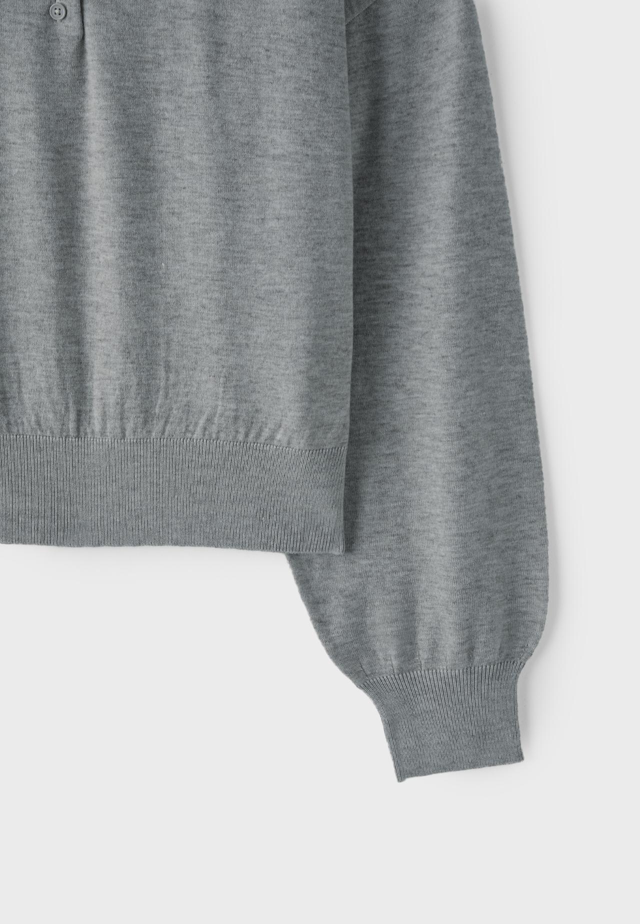 Polo collar knit jumper — Grey melange