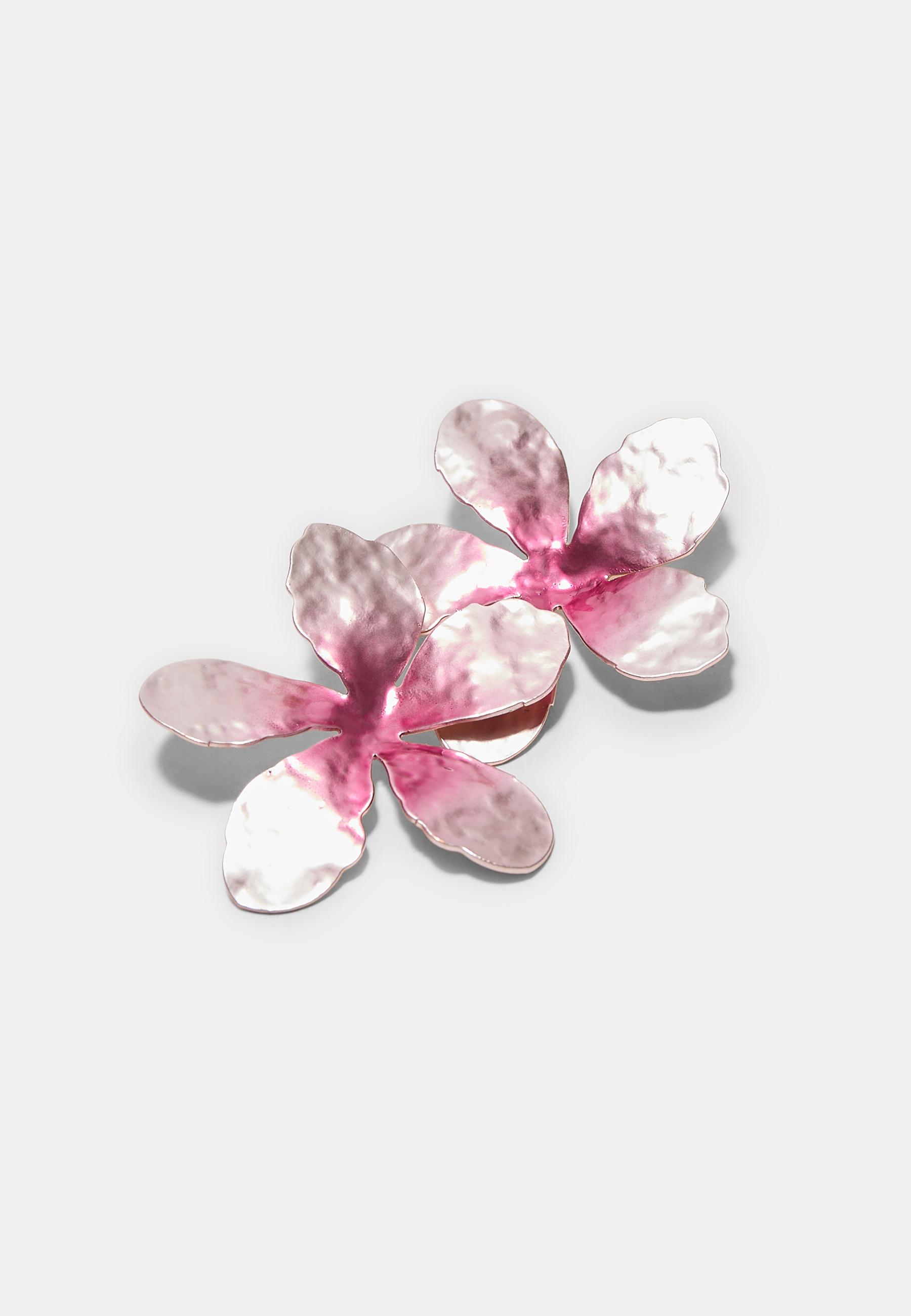Two-tone flower earrings — Grey