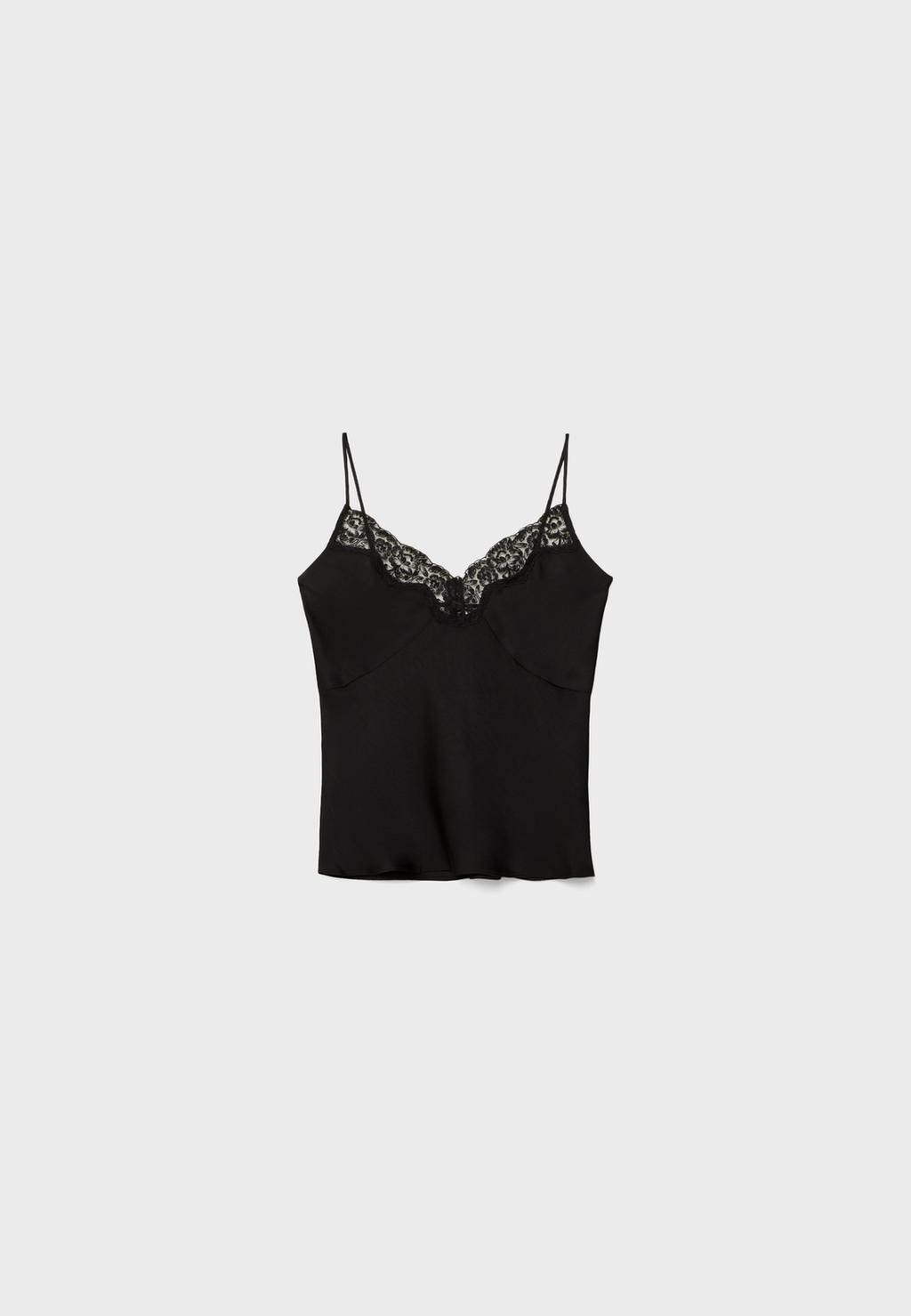 Top satinado encaje