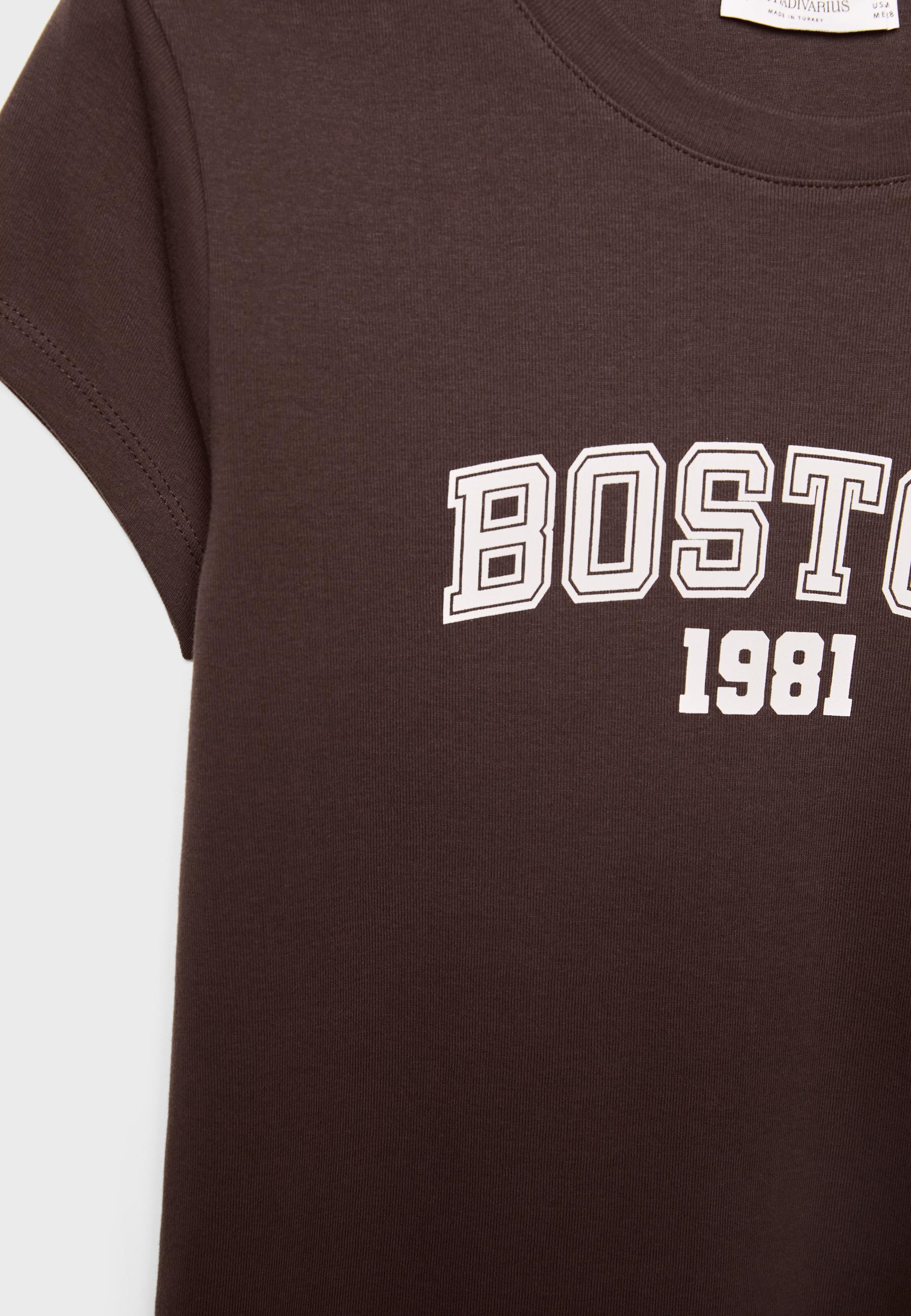 Fitted Boston print T-shirt - Women's fashion | Stradivarius