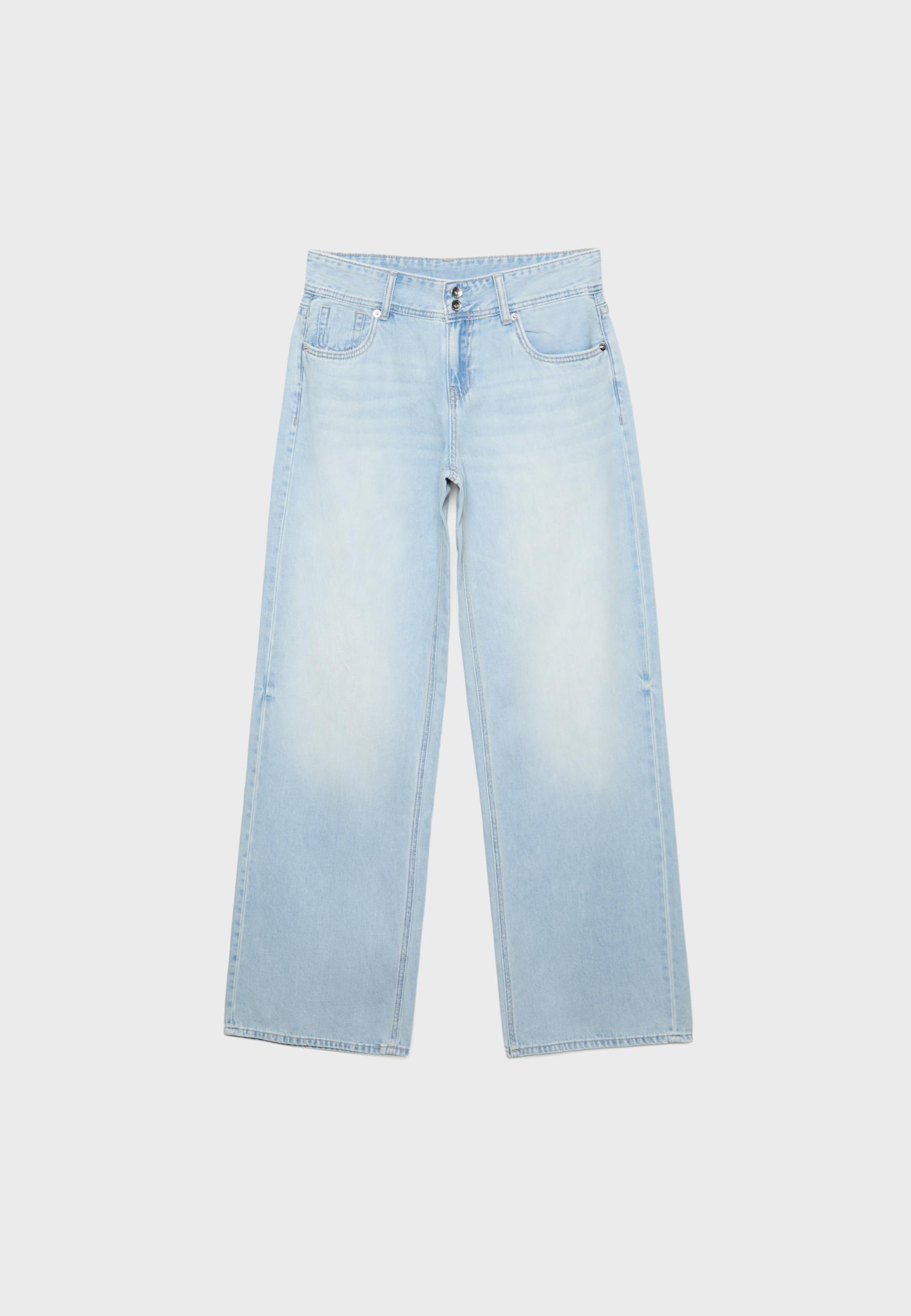 Low-rise double-button jeans — MEDIUM LIGHT BLUE DENIM