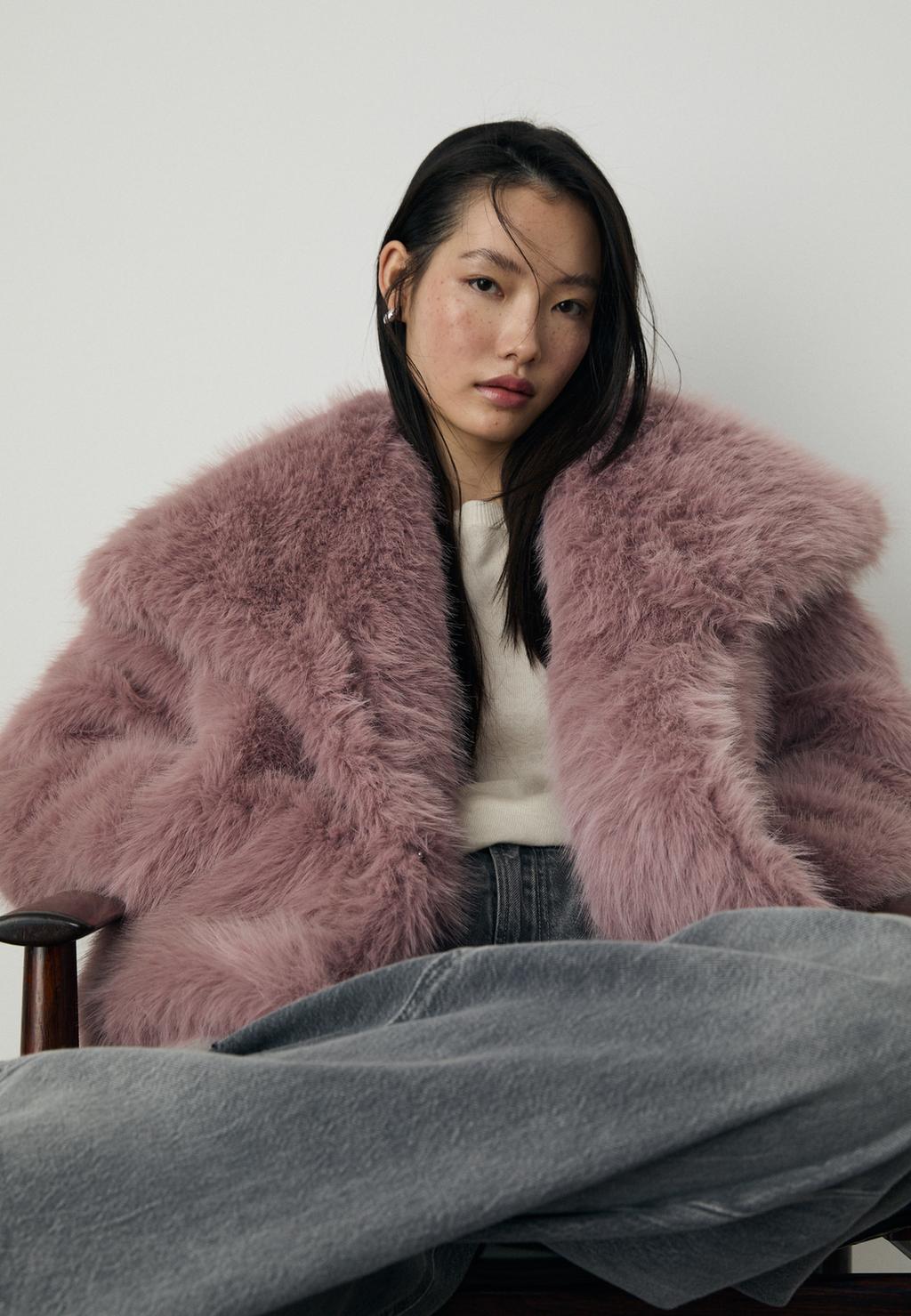 Blouson court fausse fourrure