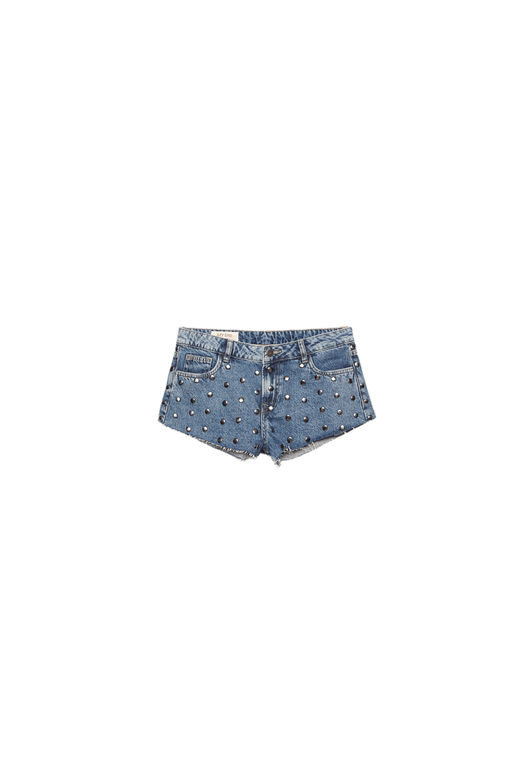 Denim shorts with studs — MEDIUM LIGHT BLUE DENIM