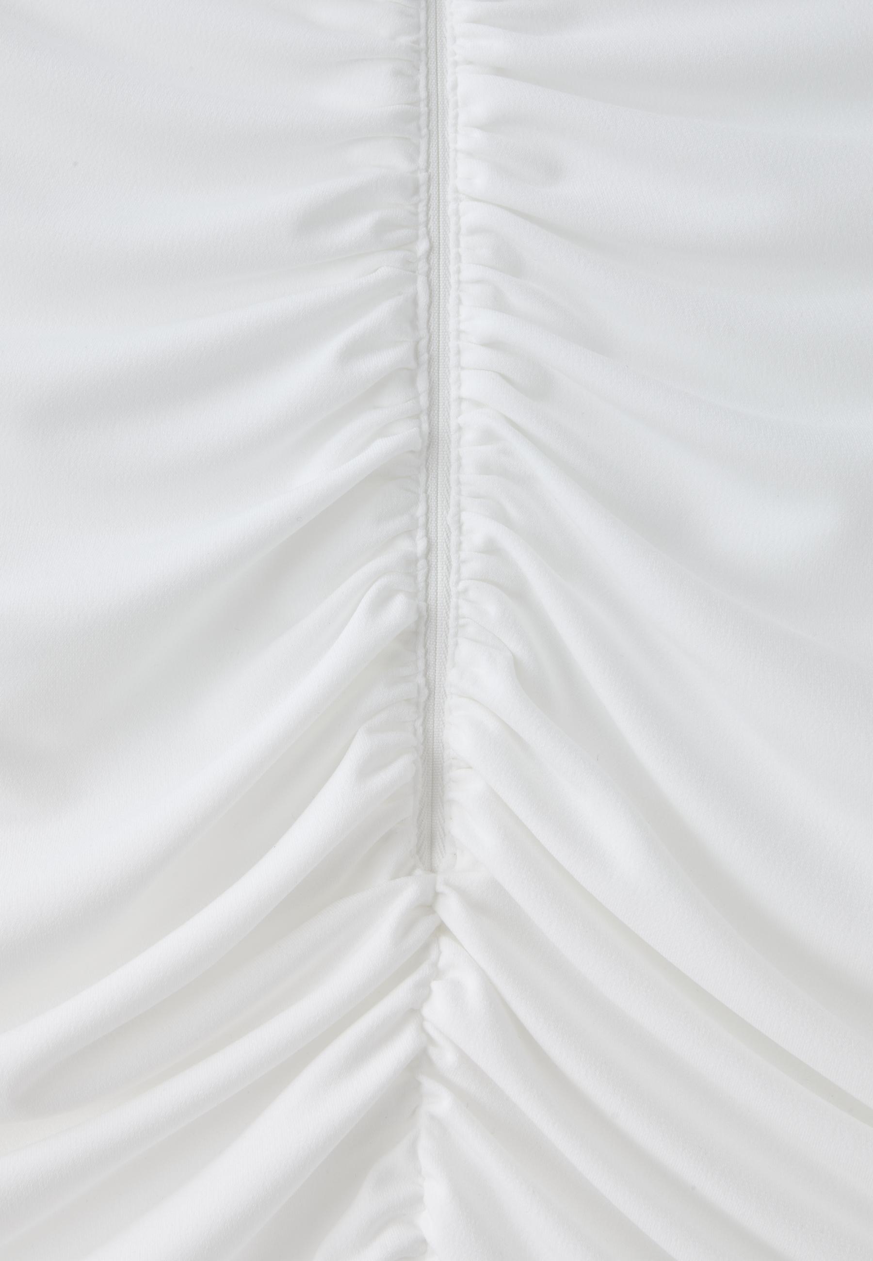 Fitted gathered top with zip — Ecru
