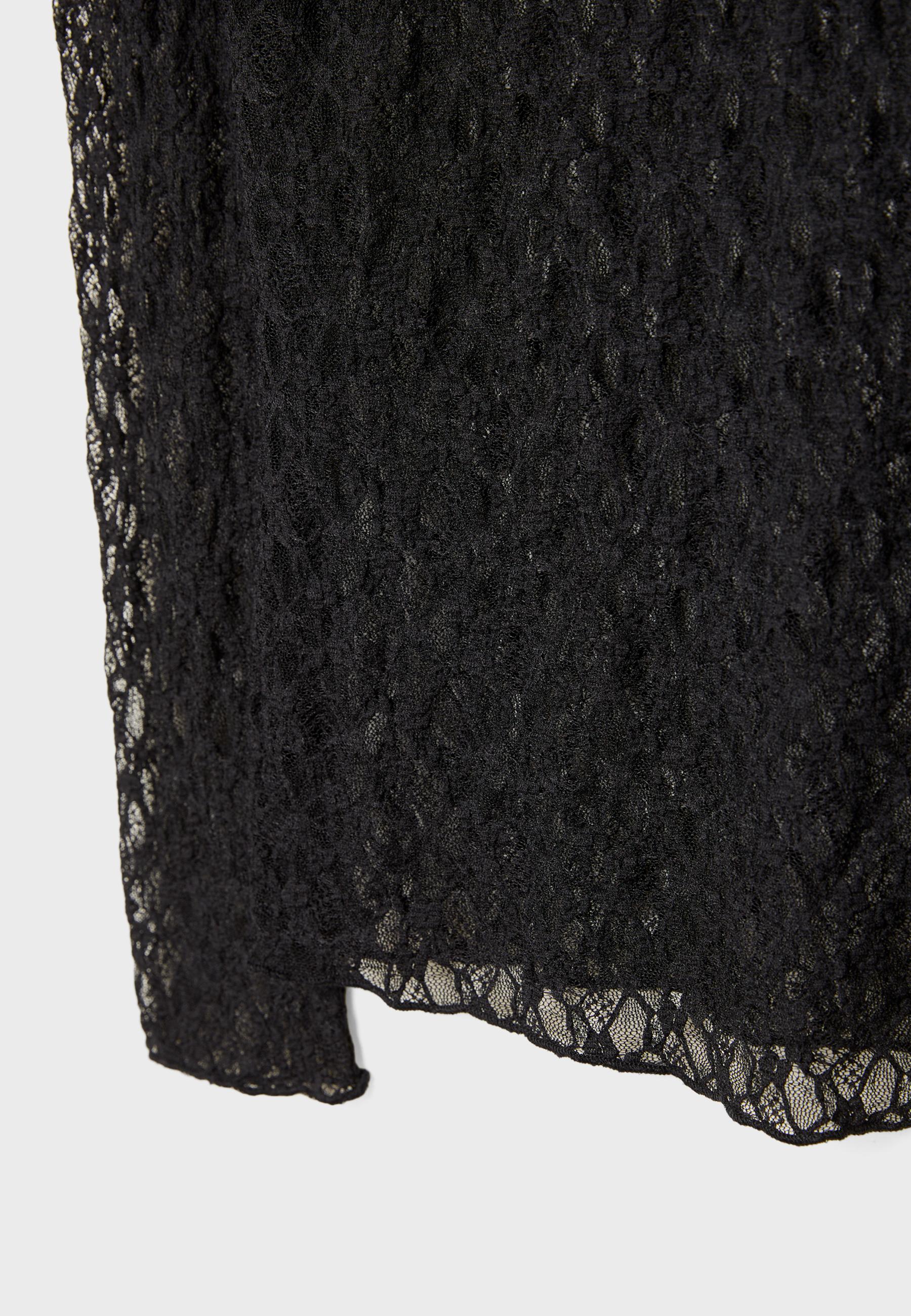 Long sleeve lace T-shirt — Black