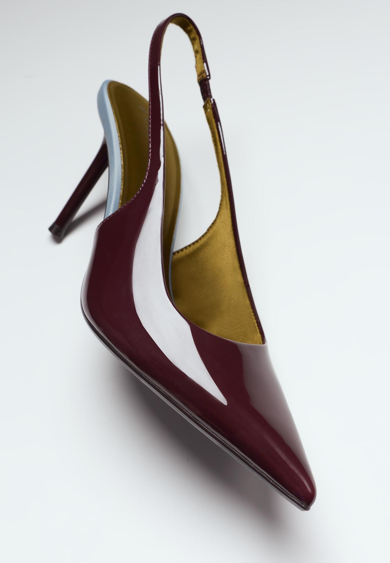 Tricolour slingback heels — BURGUNDY