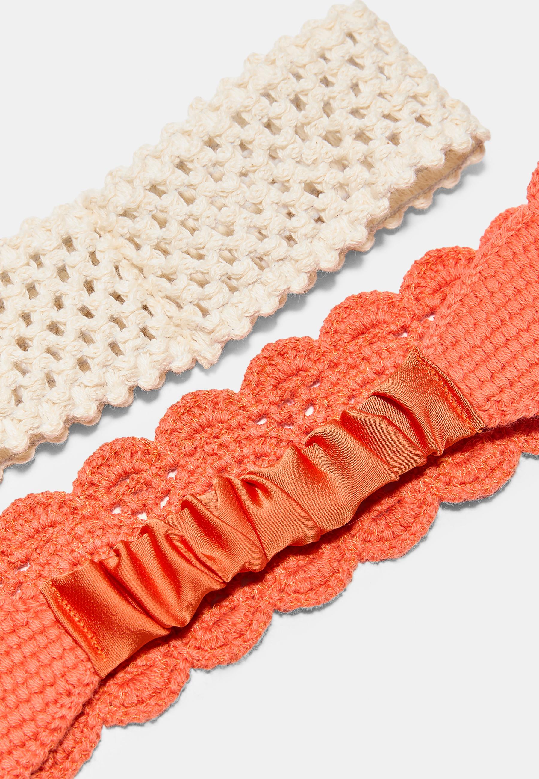 Set of 2 crochet fur hair ties — Orange
