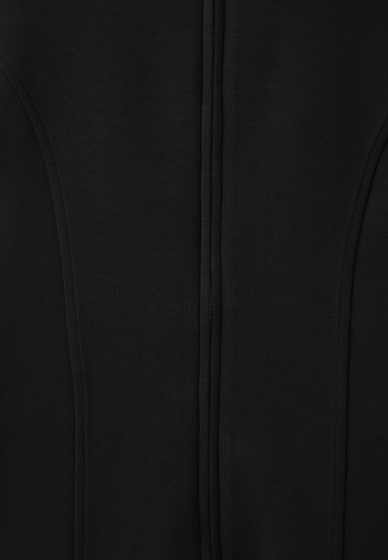 Soft-touch fitted zip-up sweatshirt — Black