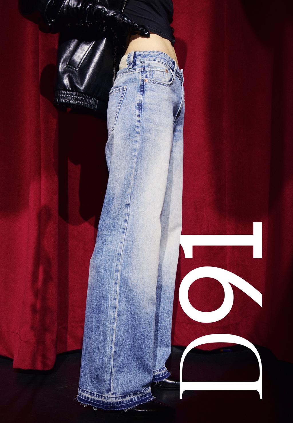 D91 Wide-Leg-Jeans mit niedrigem Bund