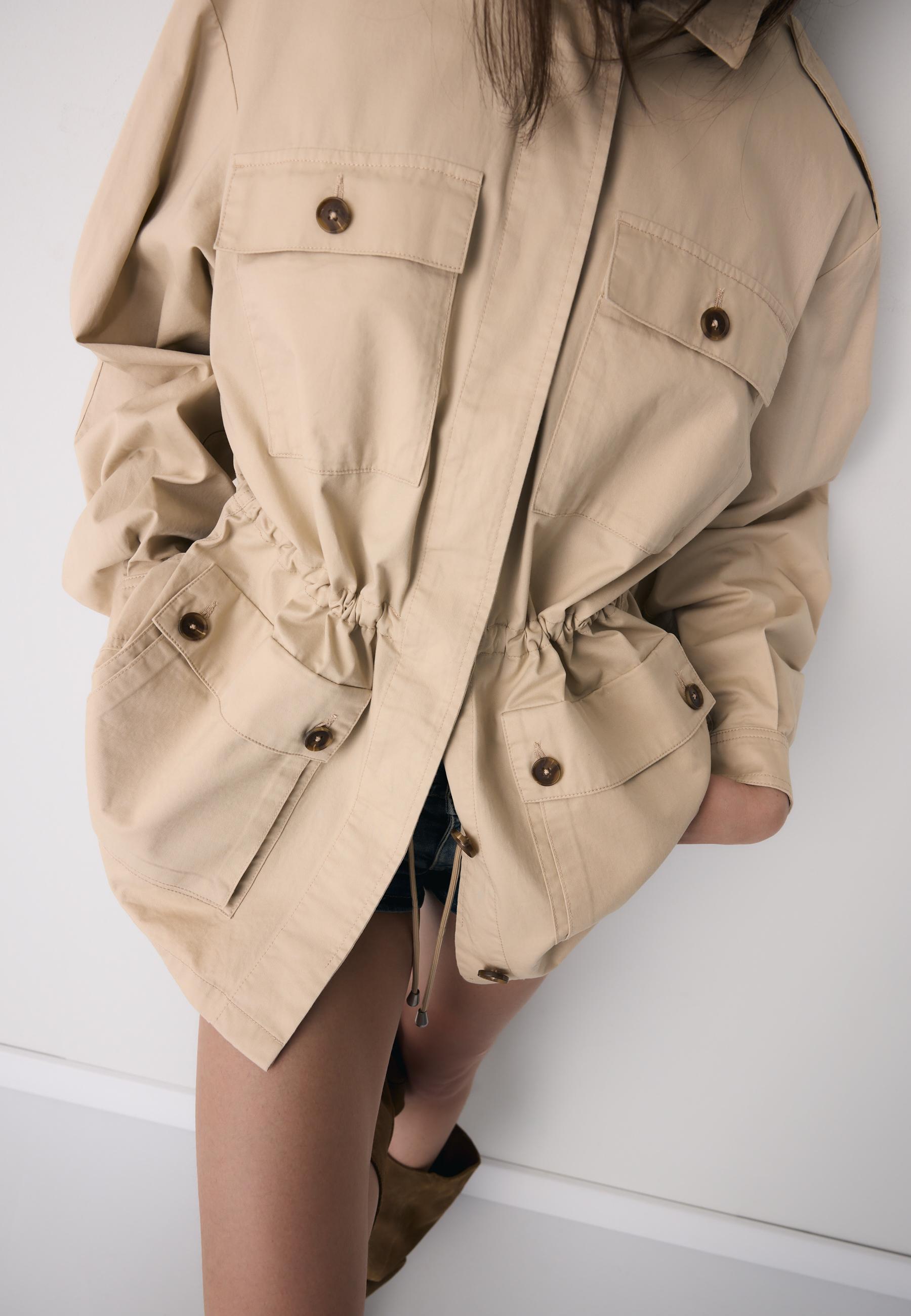 Cotton parka with pockets — Stone