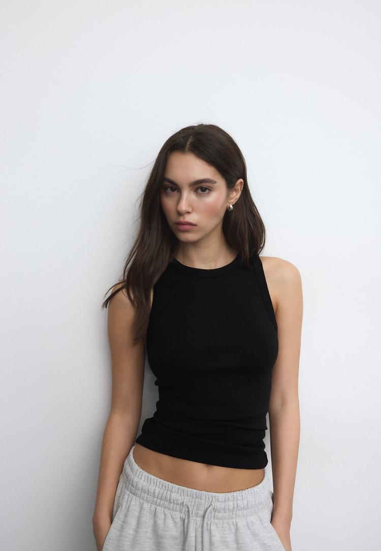 maglietta basic aderente arricciata