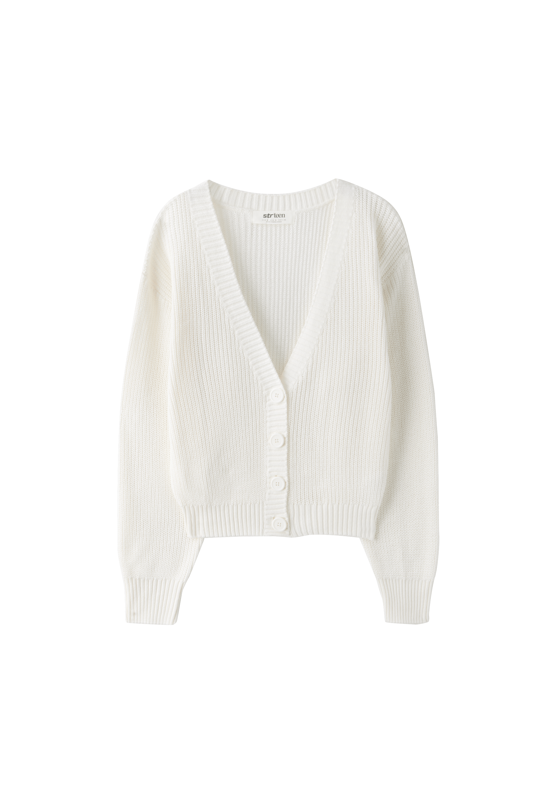 V-neck knit cardigan — Ecru