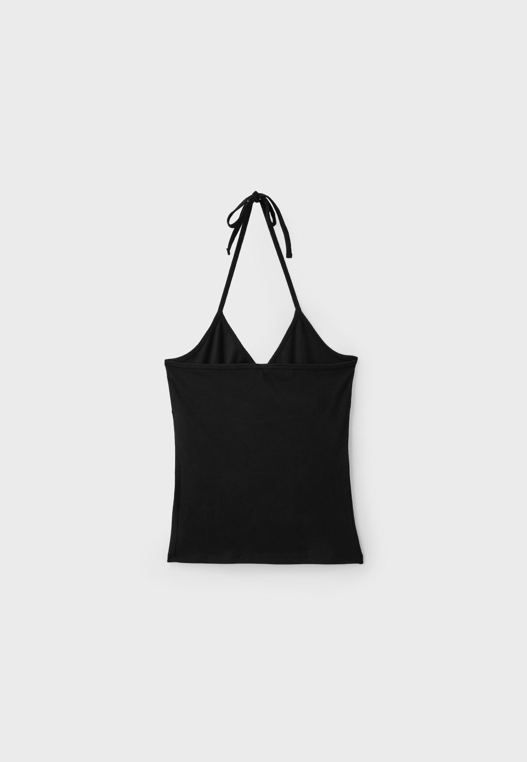 Fitted halter top — Black