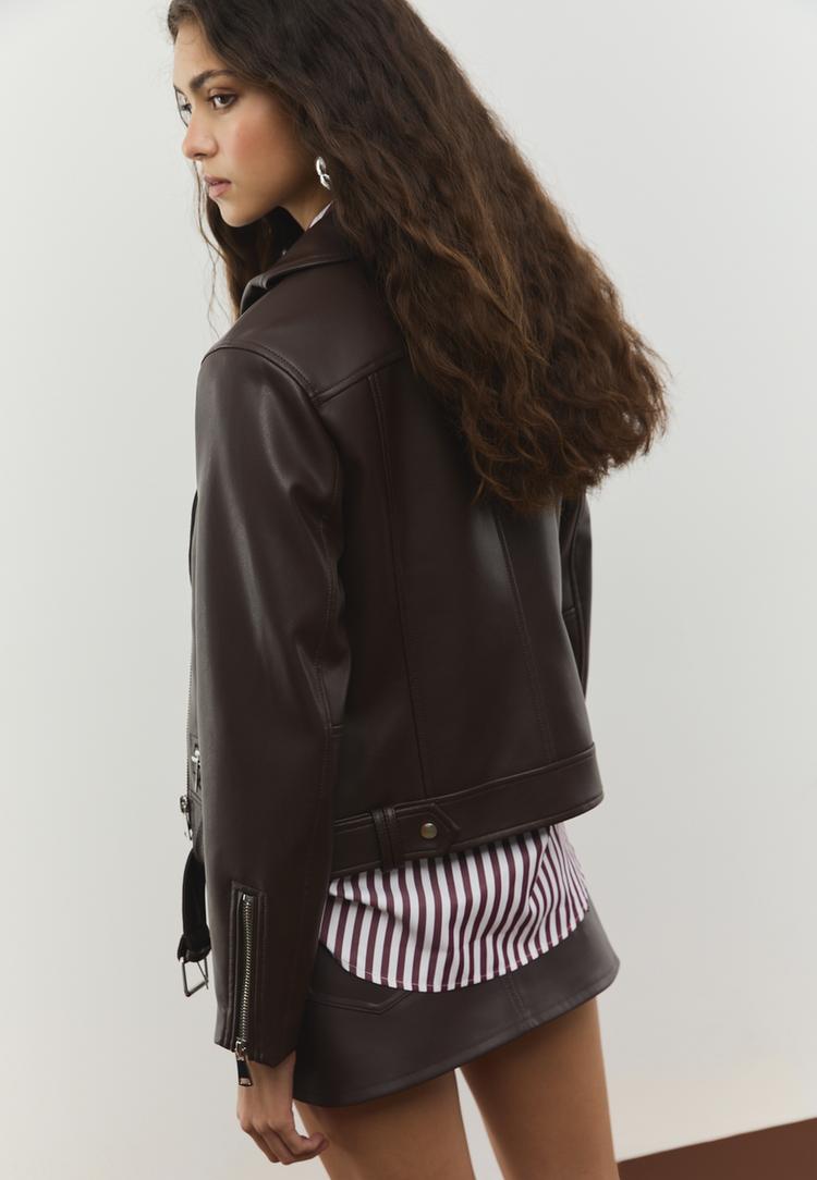 cazadora biker efecto piel