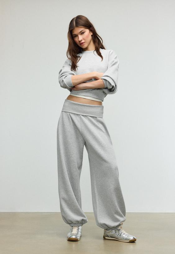 balon jogger pantolon katlamal bel yumusak doku