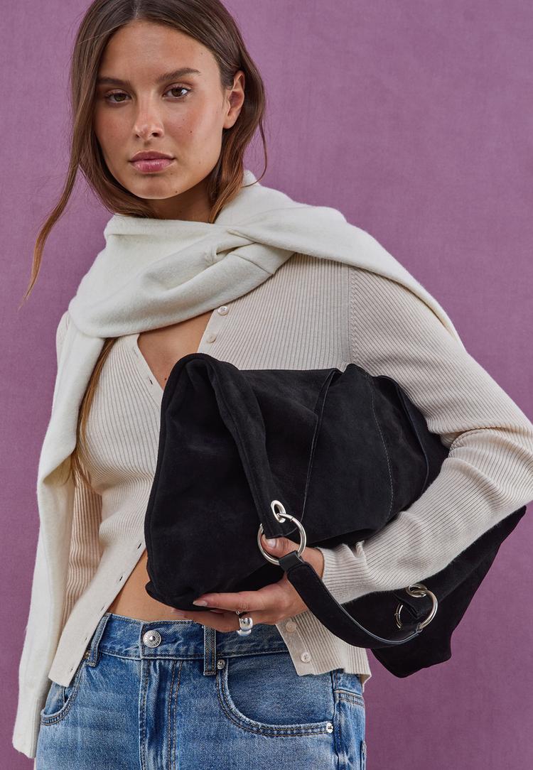 bolso hombro anillas piel