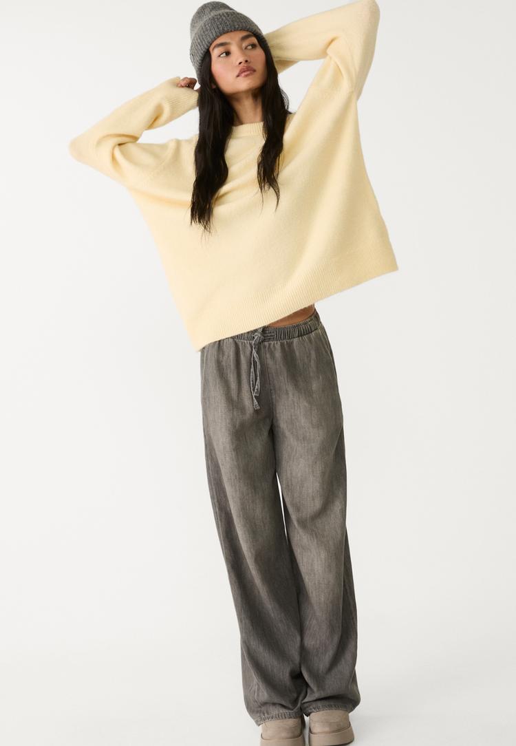 pantalon largo fluido denim