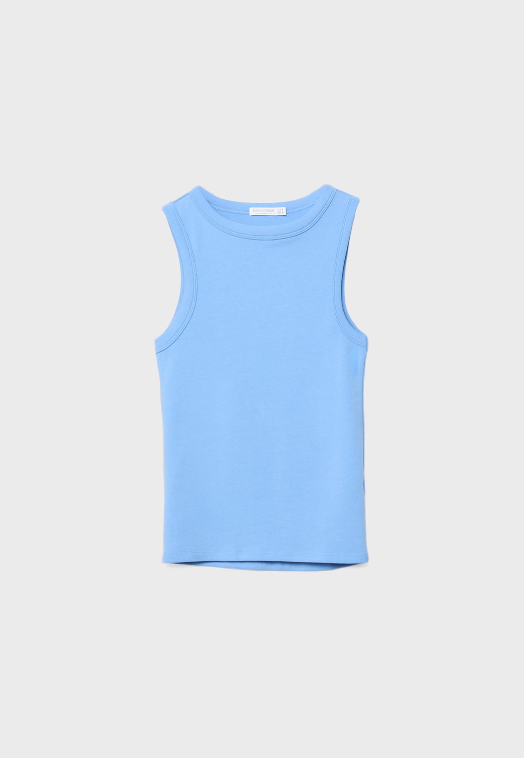 B04 Basic fitted sleeveless top — Royal blue