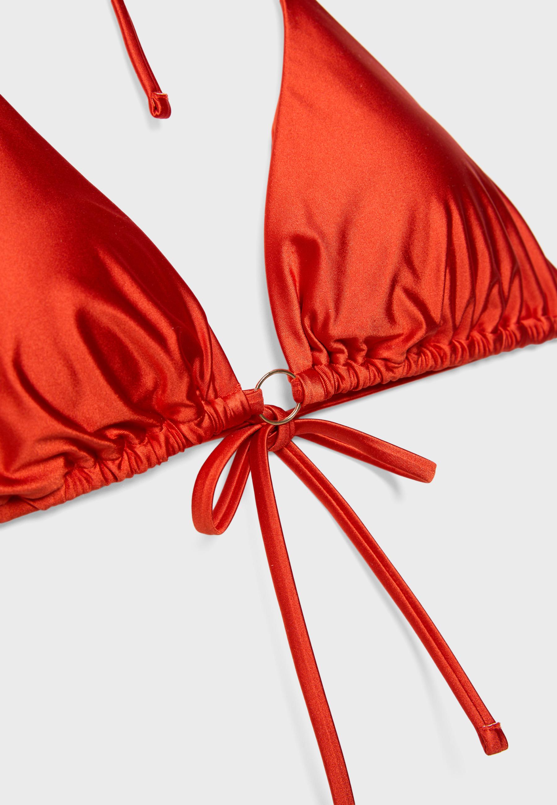 Satin triangle bikini top — Orange