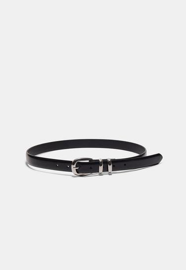 Basic leather effect shimmery belt — Black 5
