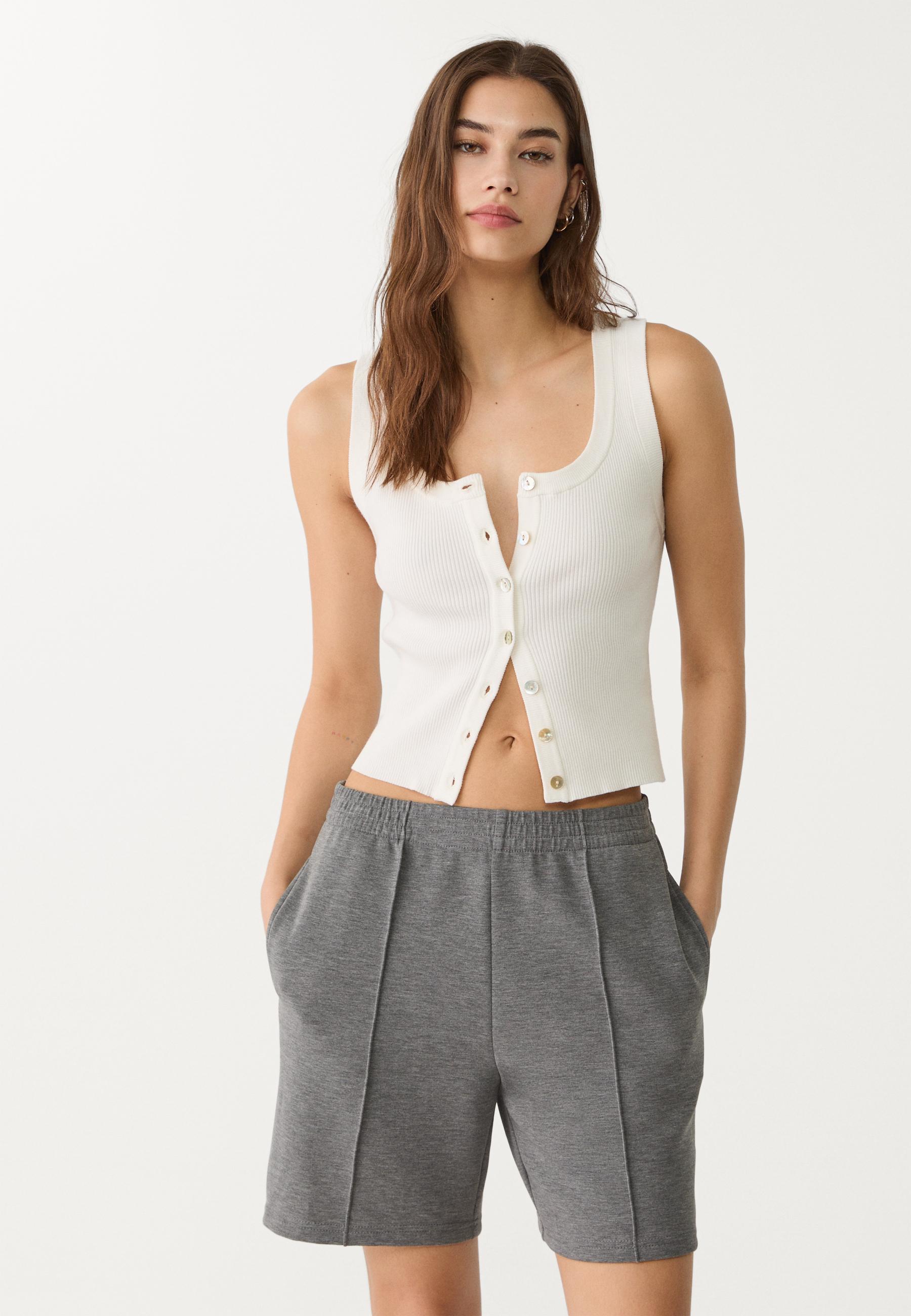 パンツ SAINT LAURENT Women Shorts  Burmudas 786708 Y3A99 1438 GREY French Laundry Sport Biker Yoga Shorts Heather Gray Wide
