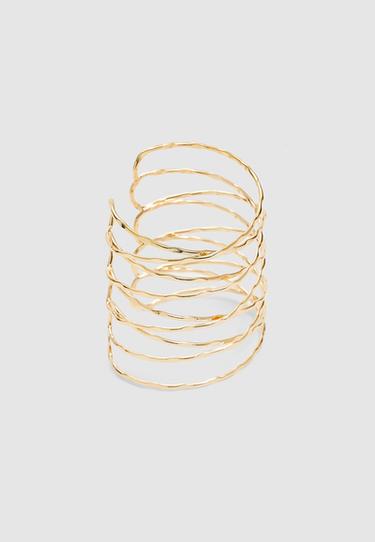 Crossover rigid round arm cuff — Gold 1
