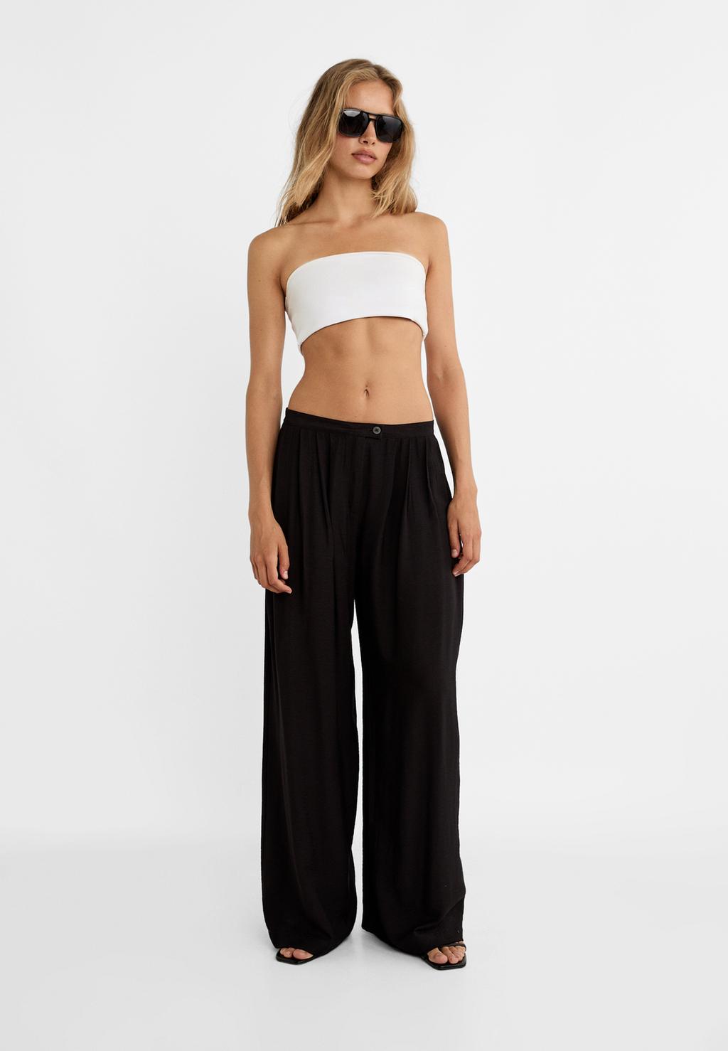 Textured flowing palazzo trousers