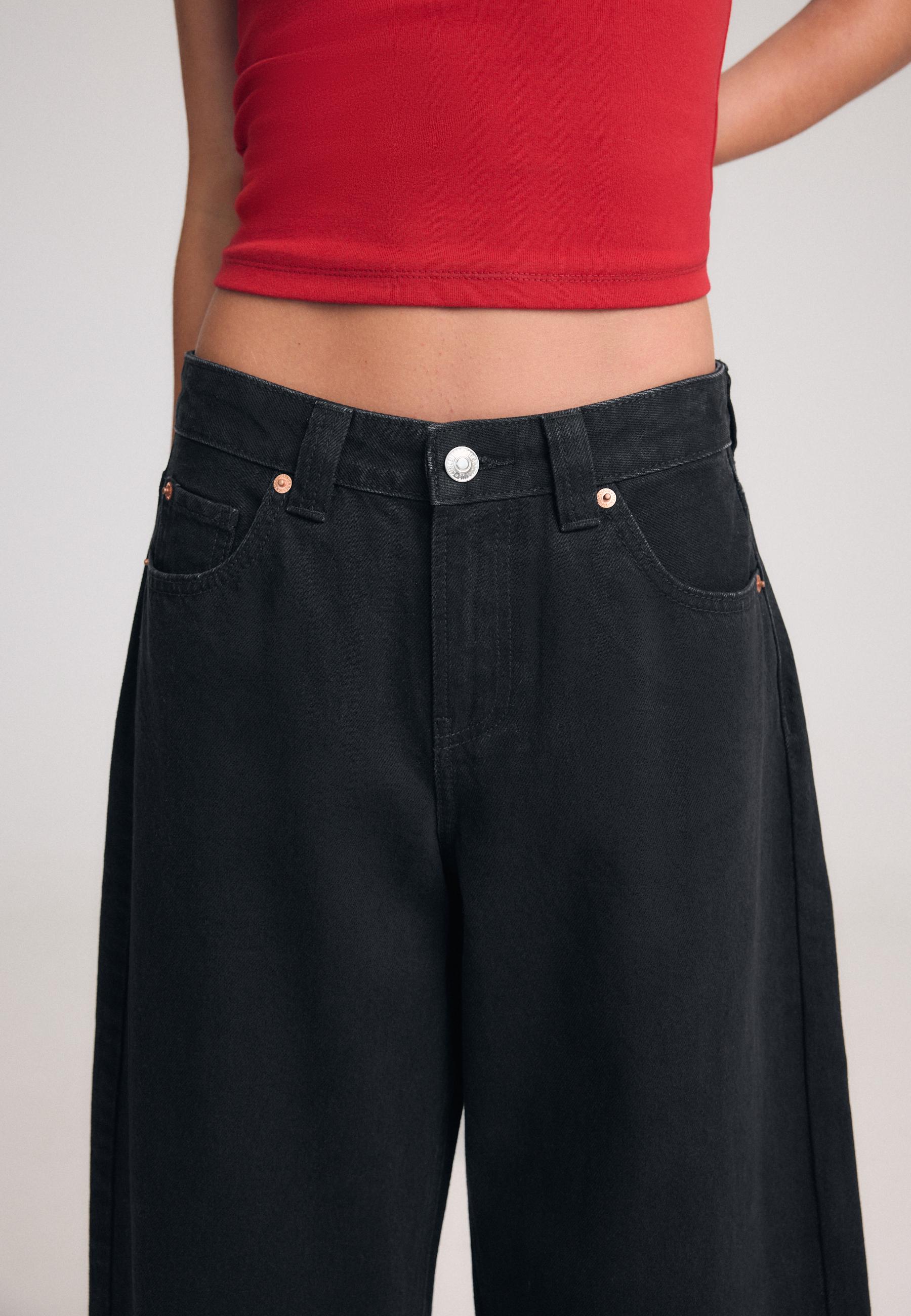 D80 Barrel jeans — BLACK DENIM WASHED EFFECT 