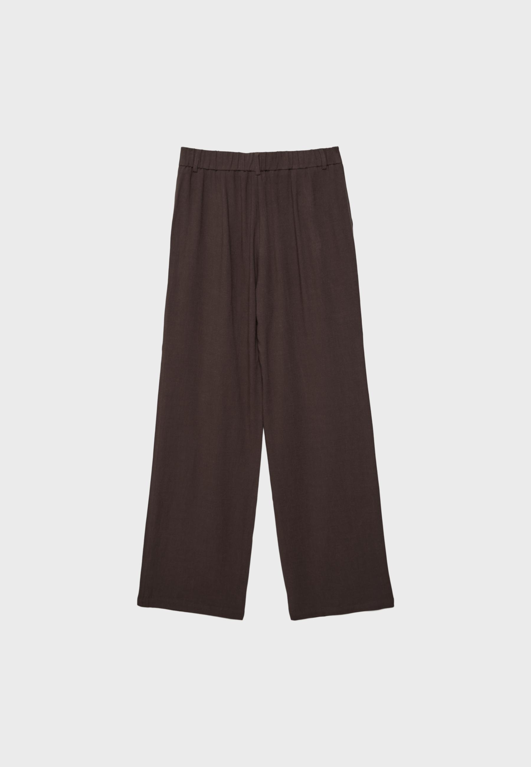 Straight-leg linen-effect trousers — Brown