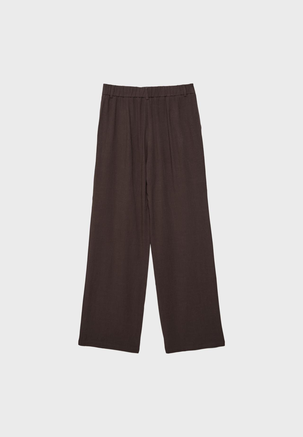 Straight-leg linen-effect trousers — Brown
