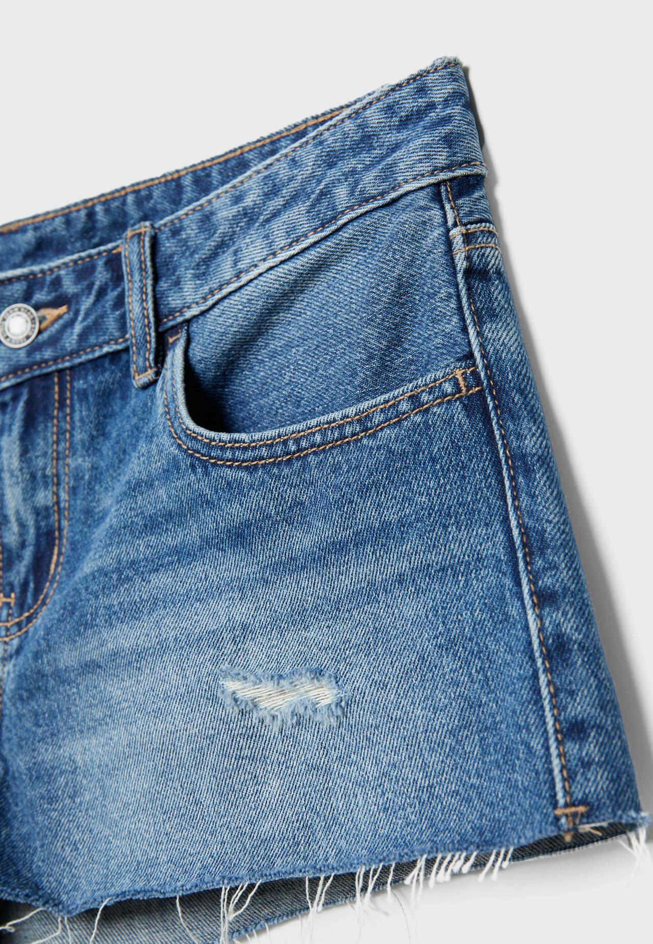 Ripped denim shorts — MEDIUM LIGHT BLUE DENIM