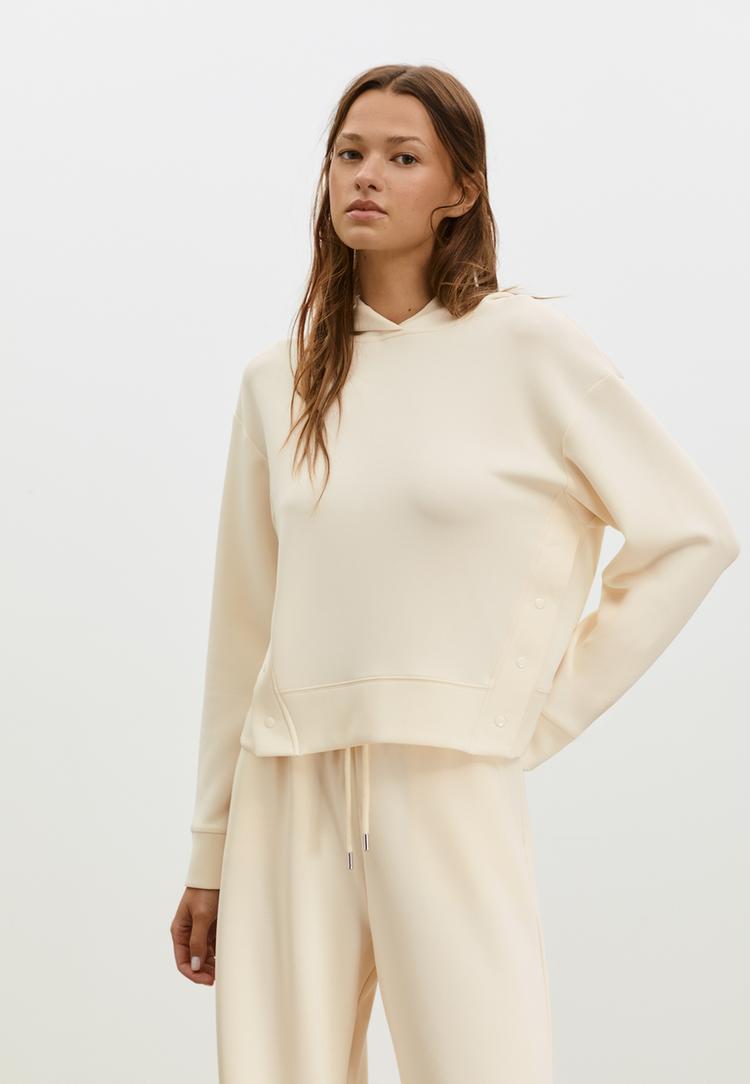 sudadera capucha tacto suave botones