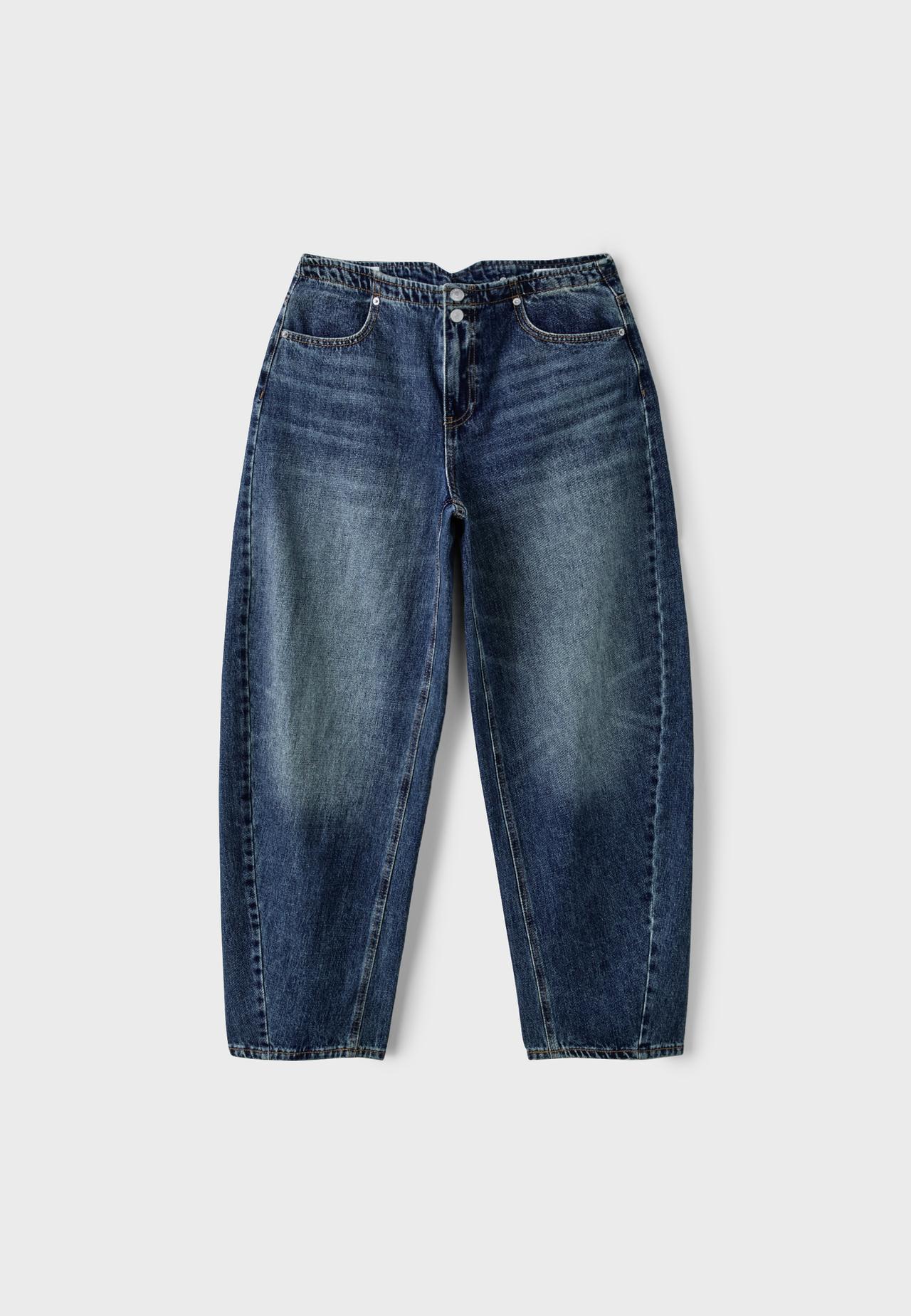 Barrel fit jeans with adjuster — MEDIUM DENIM WASH