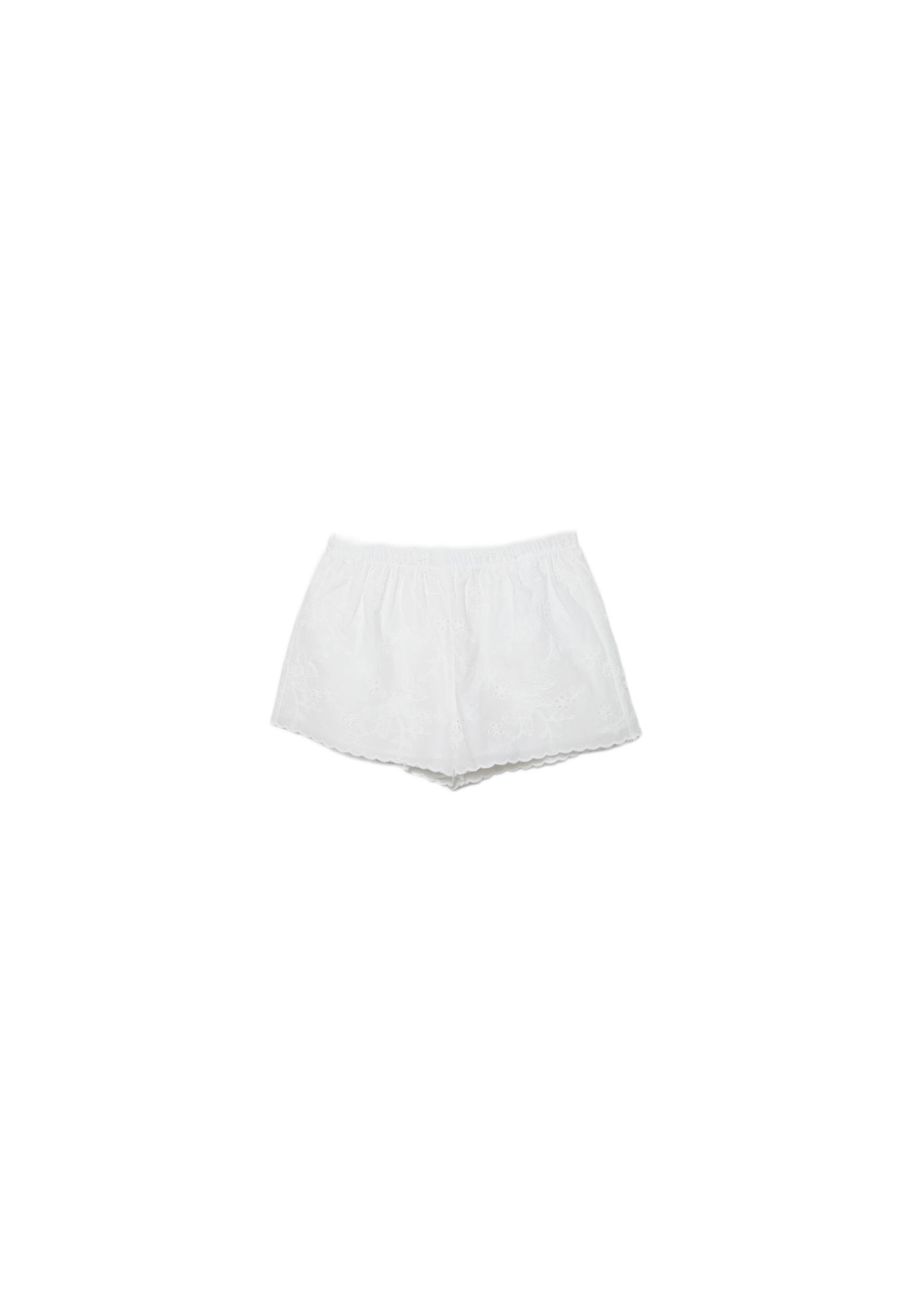 Embroidered shorts — Ecru