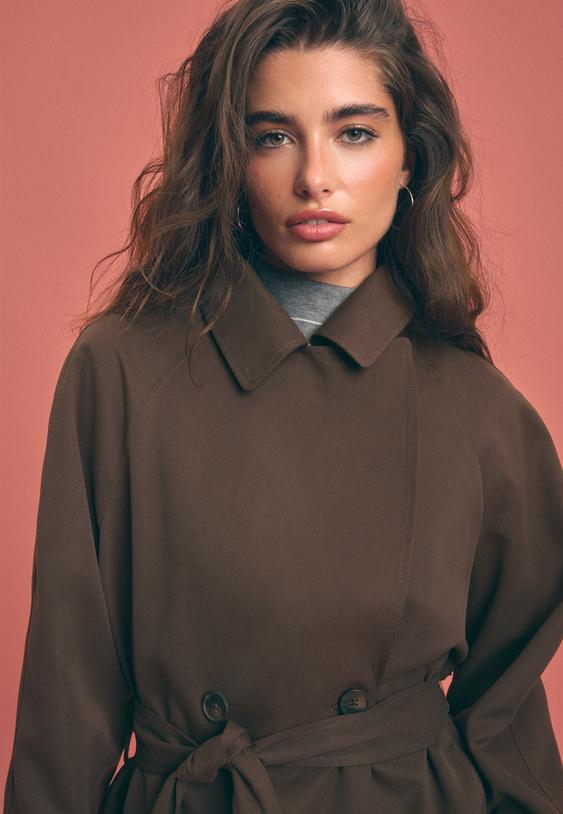 short flowing trench coat with belt