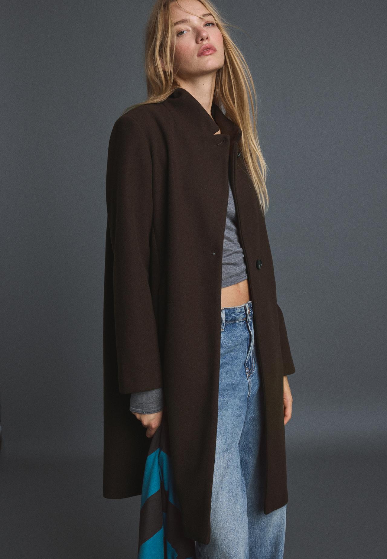 Soft-touch basic coat — Brown