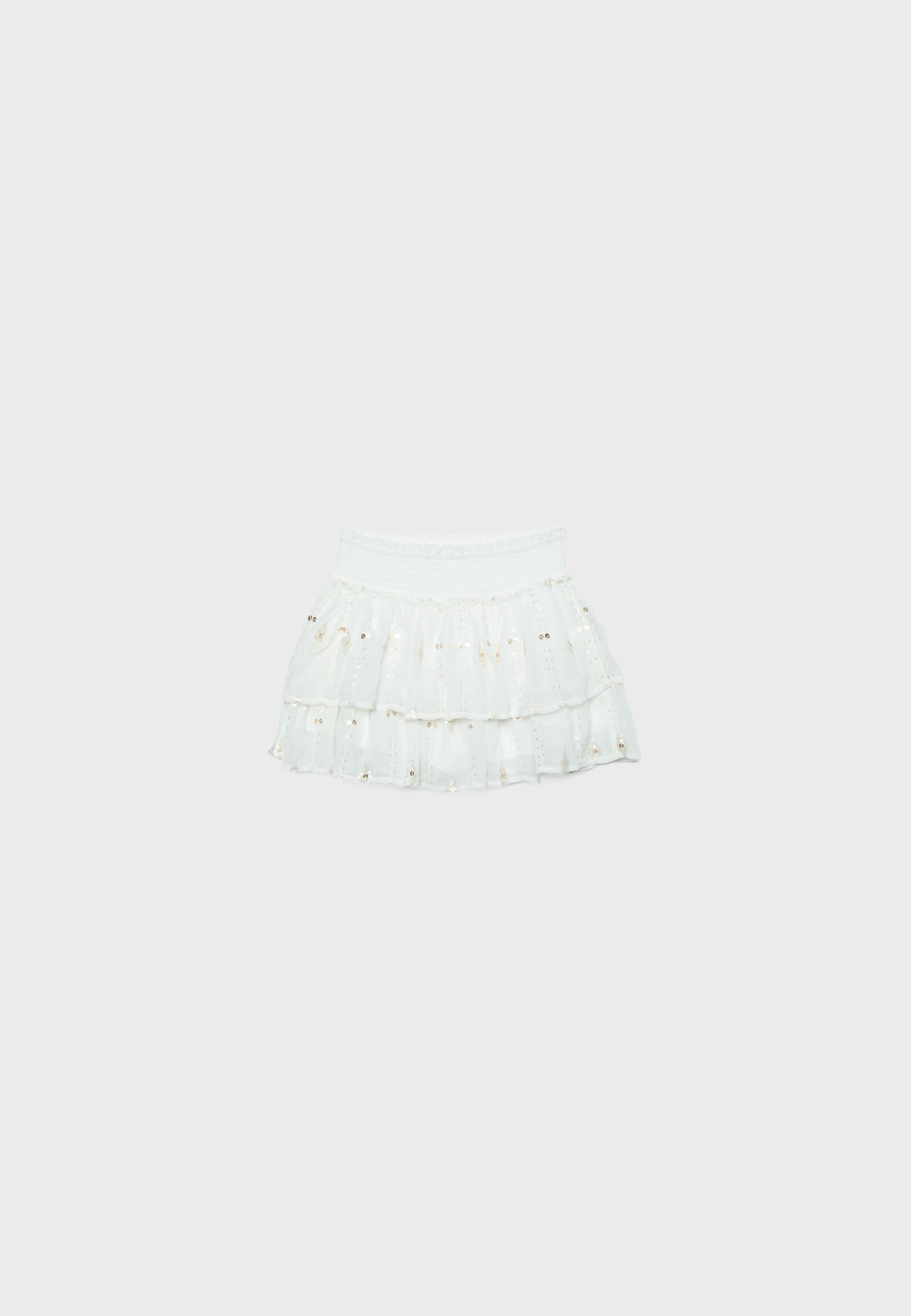 Embroidered mini skirt — Ecru (alternate view)