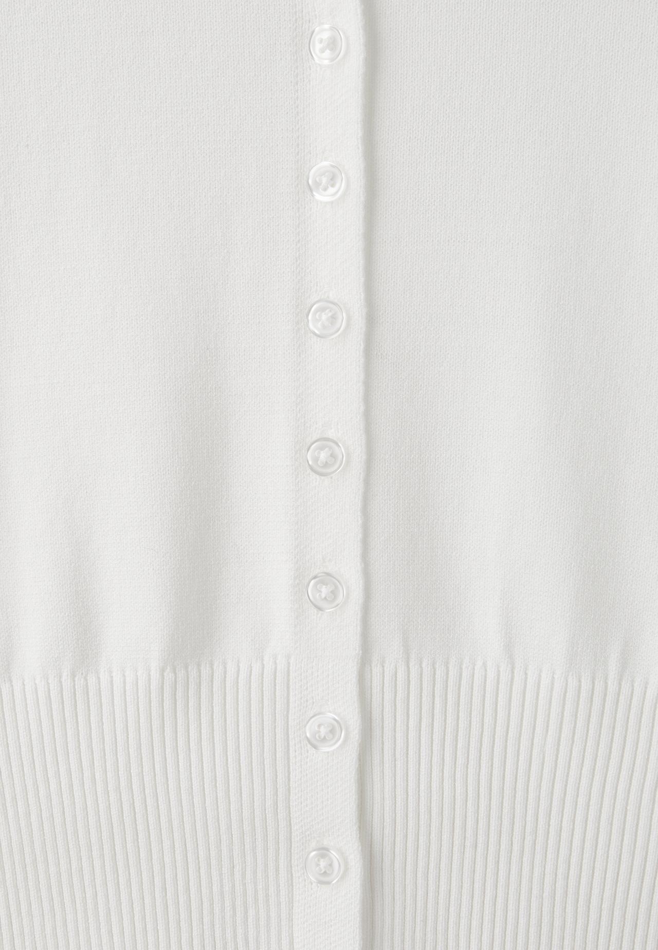 Fitted stand collar cardigan — Ecru