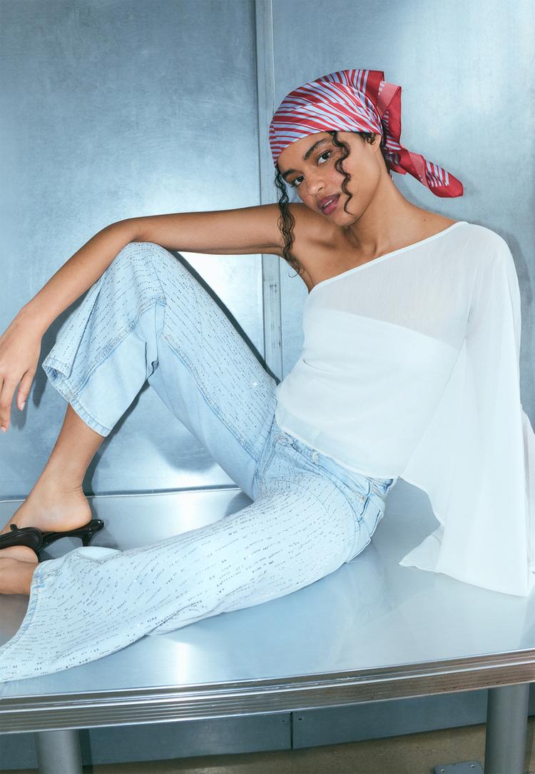 Stradivarius Ασύμμετρη Κάπα Εκρού M