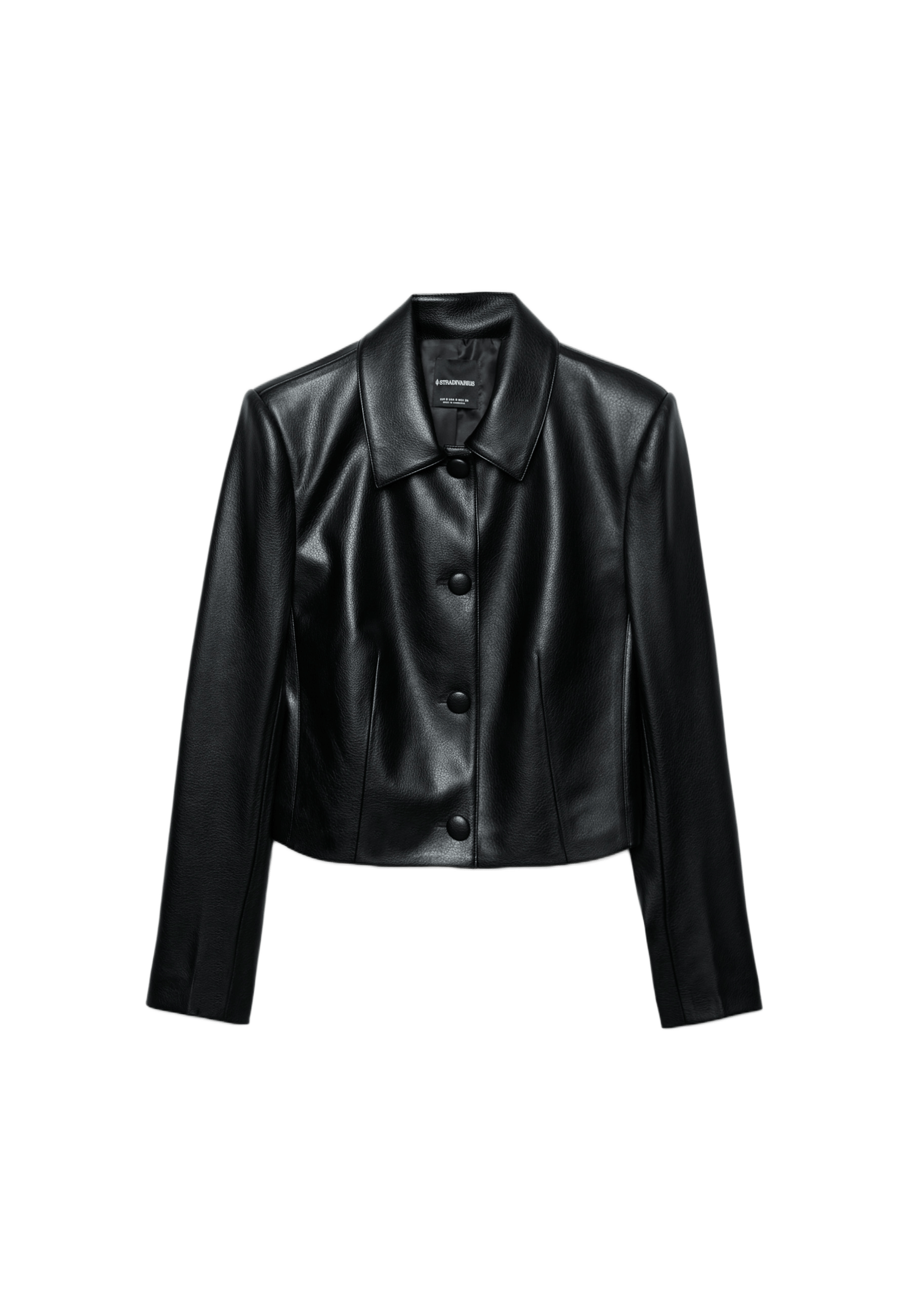 Crop leather effect blazer — Black