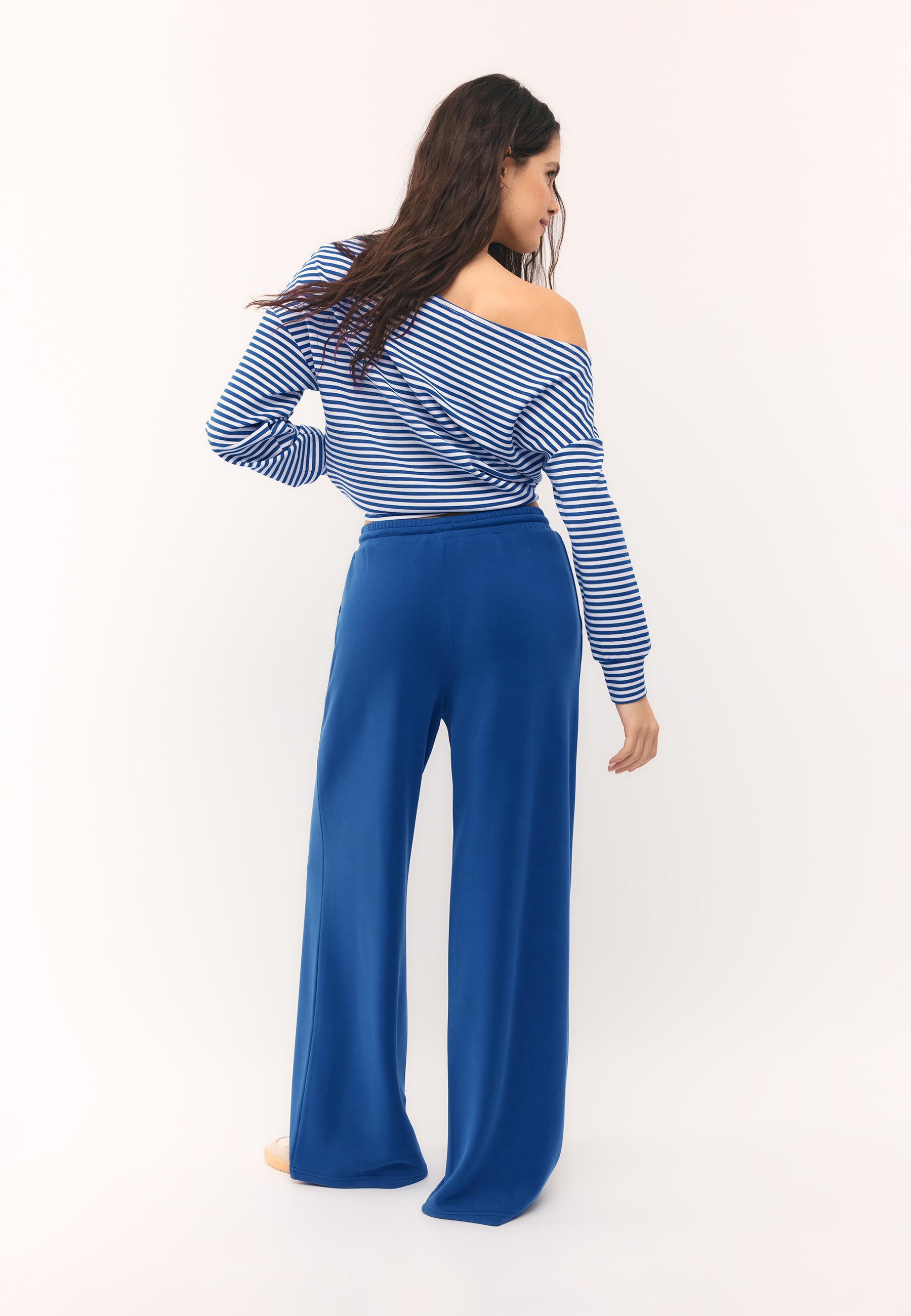Soft-touch palazzo joggers — Electric blue