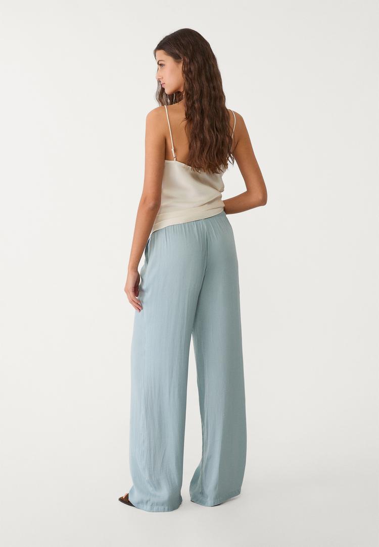 pantalon largo fluido satinado