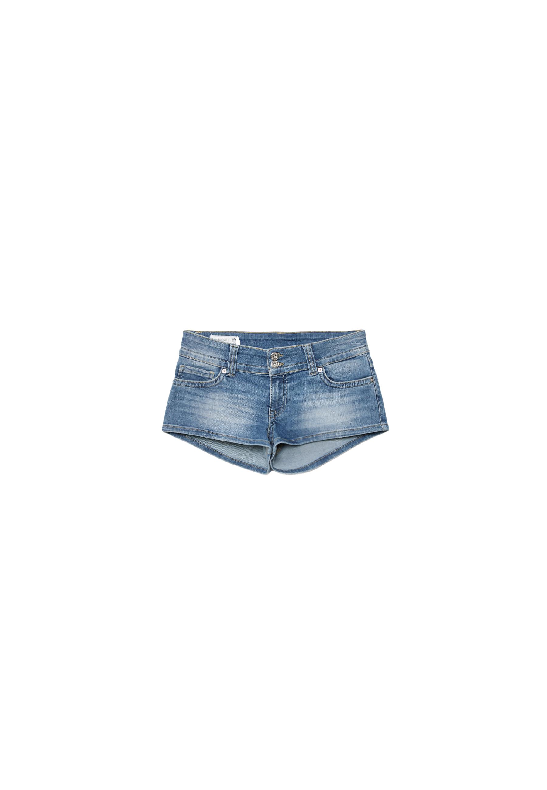 Stradivarius D76 mini denim şort görsel 6
