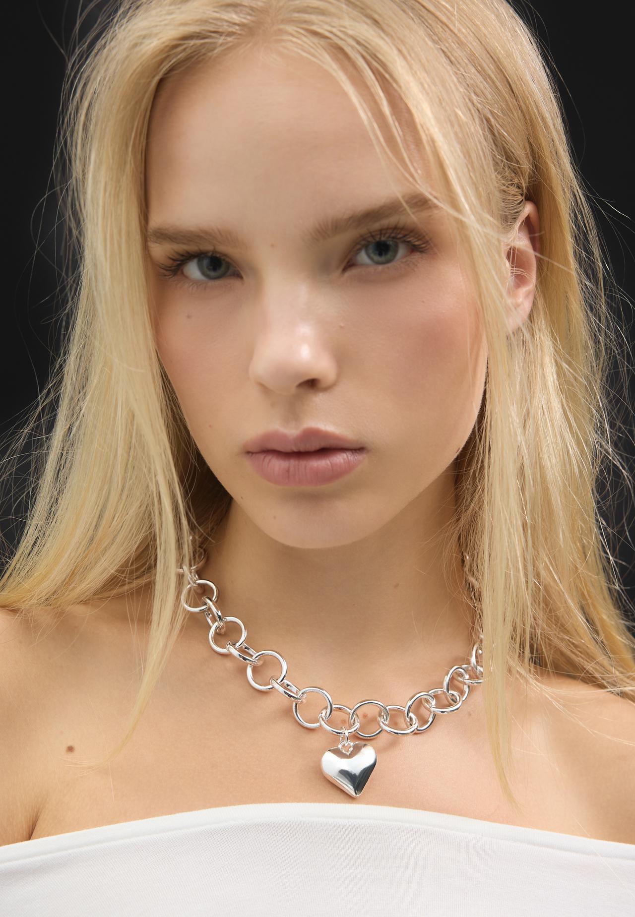 Heart chain necklace — Grey
