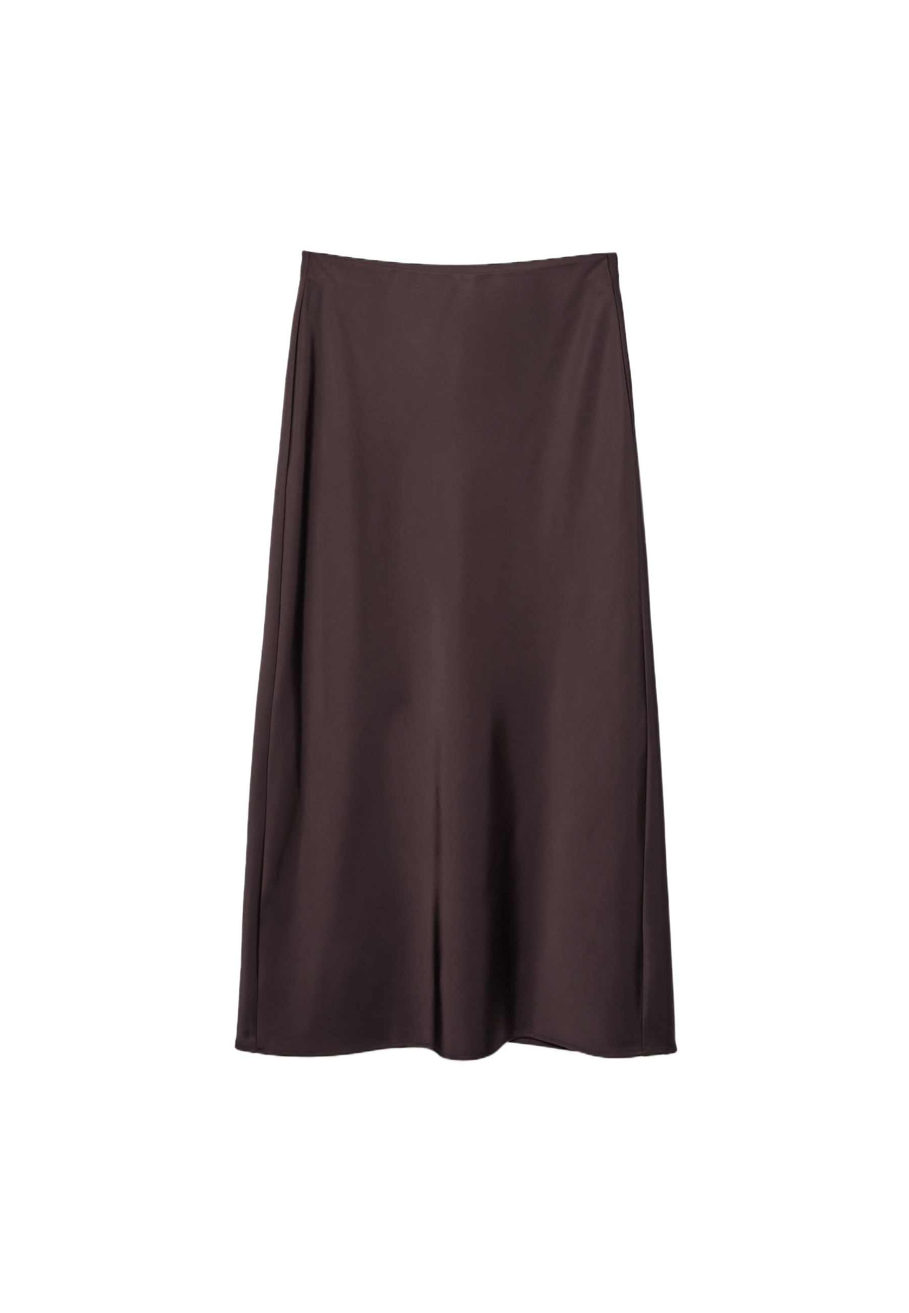 Satin midi skirt — Brown