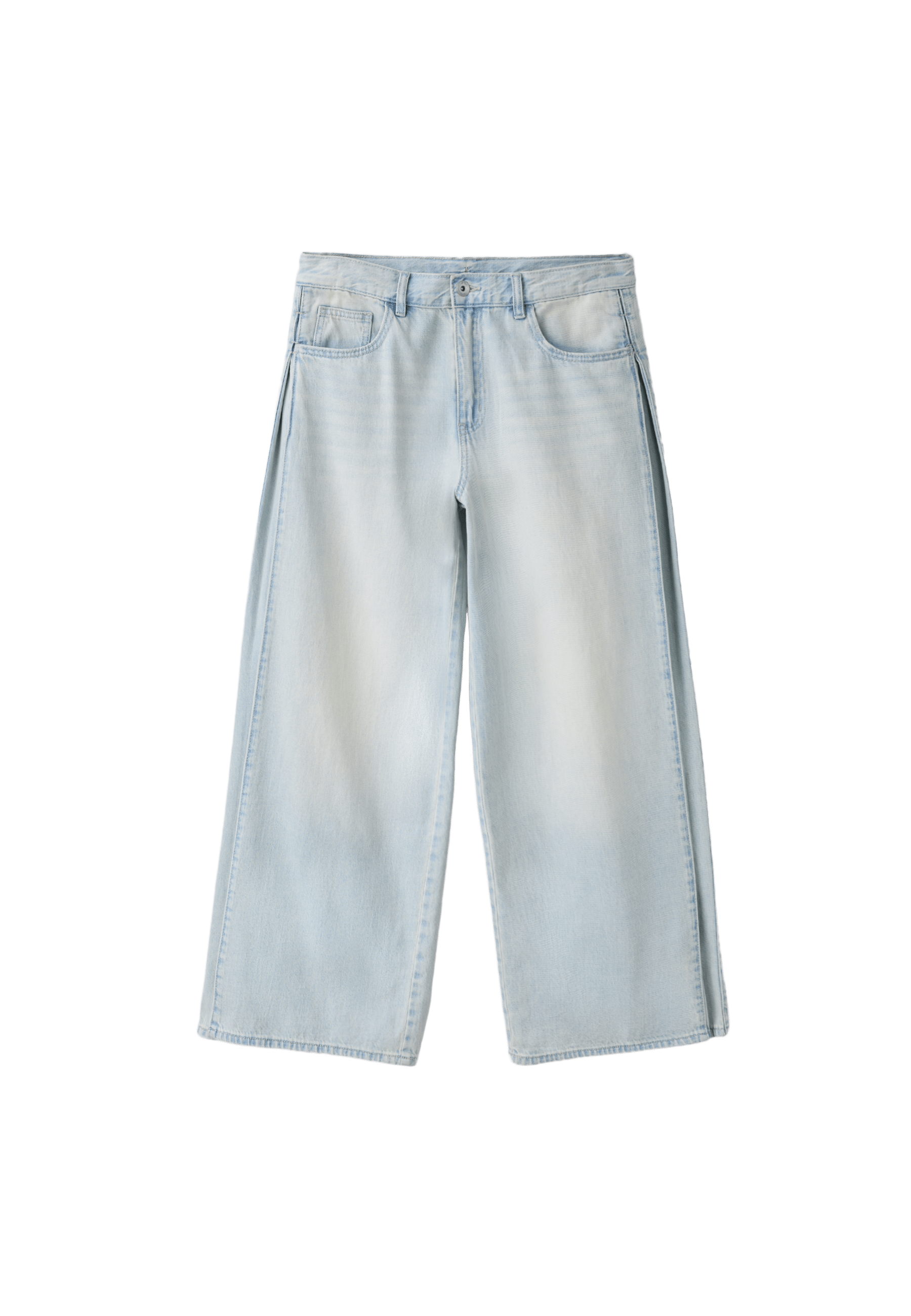 Pleated super wide-leg jeans — LIGHT BLEACH