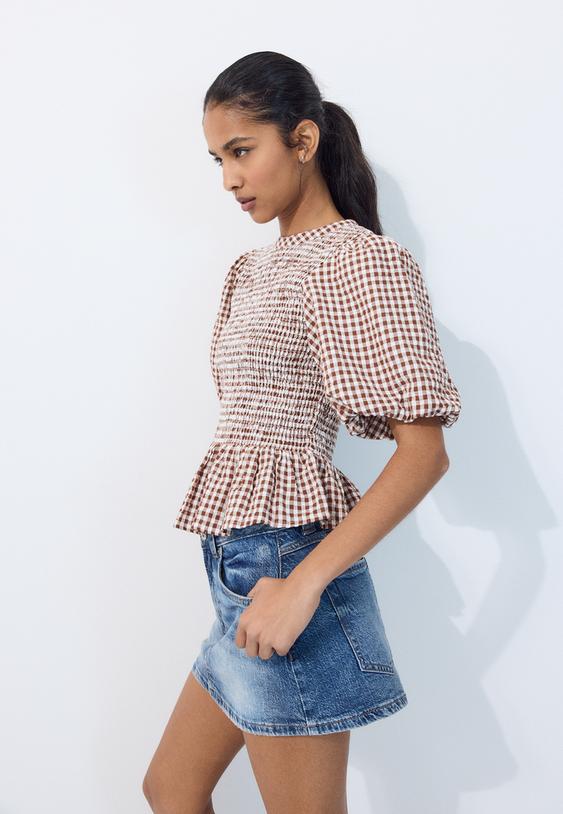 kısa kollu peplum bluz