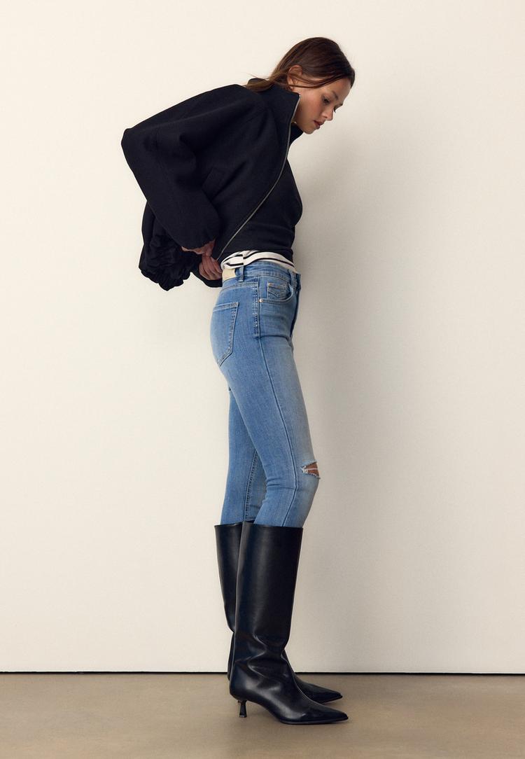 Stradivarius D07 Τζιν Παντελόνι Skinny Regular Waist Μπλε Μεσαίας Απόχρωσης 40